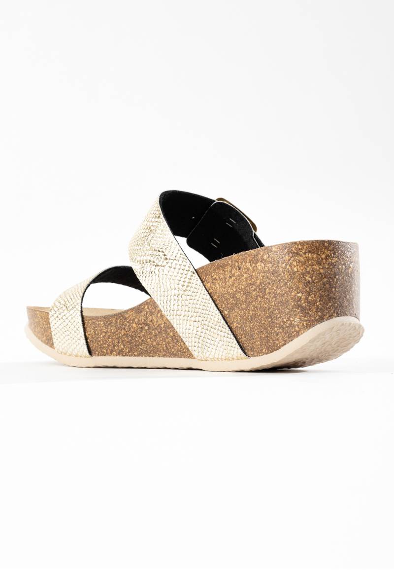 Philomene Light Gold Wedge and Semi-Wedge Sandals