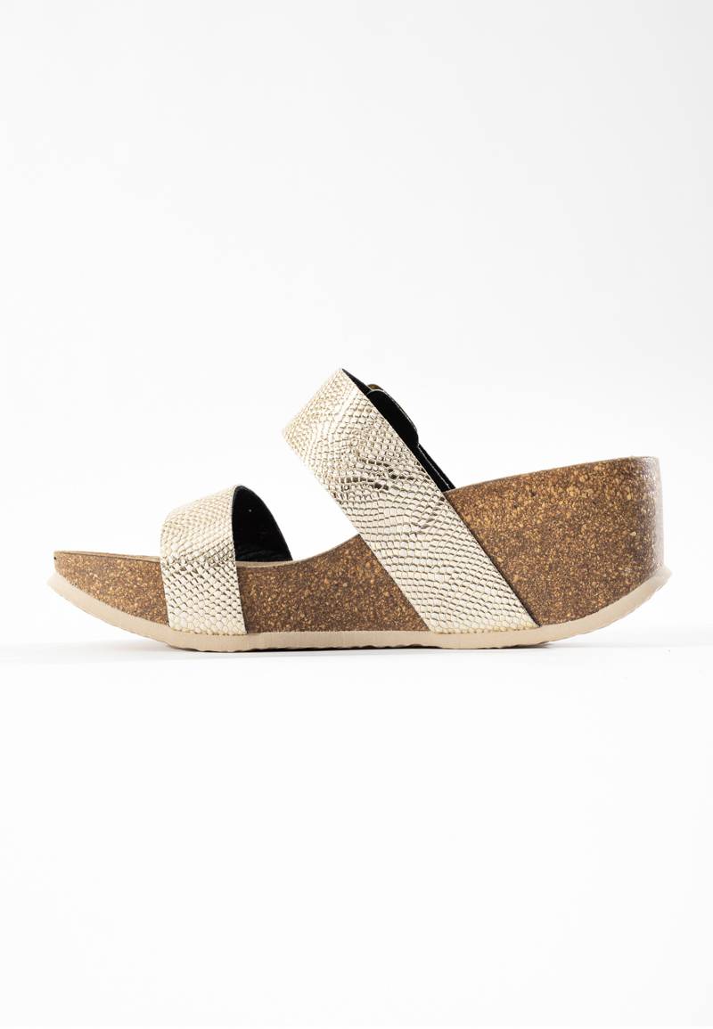 Philomene Light Gold Wedge and Semi-Wedge Sandals