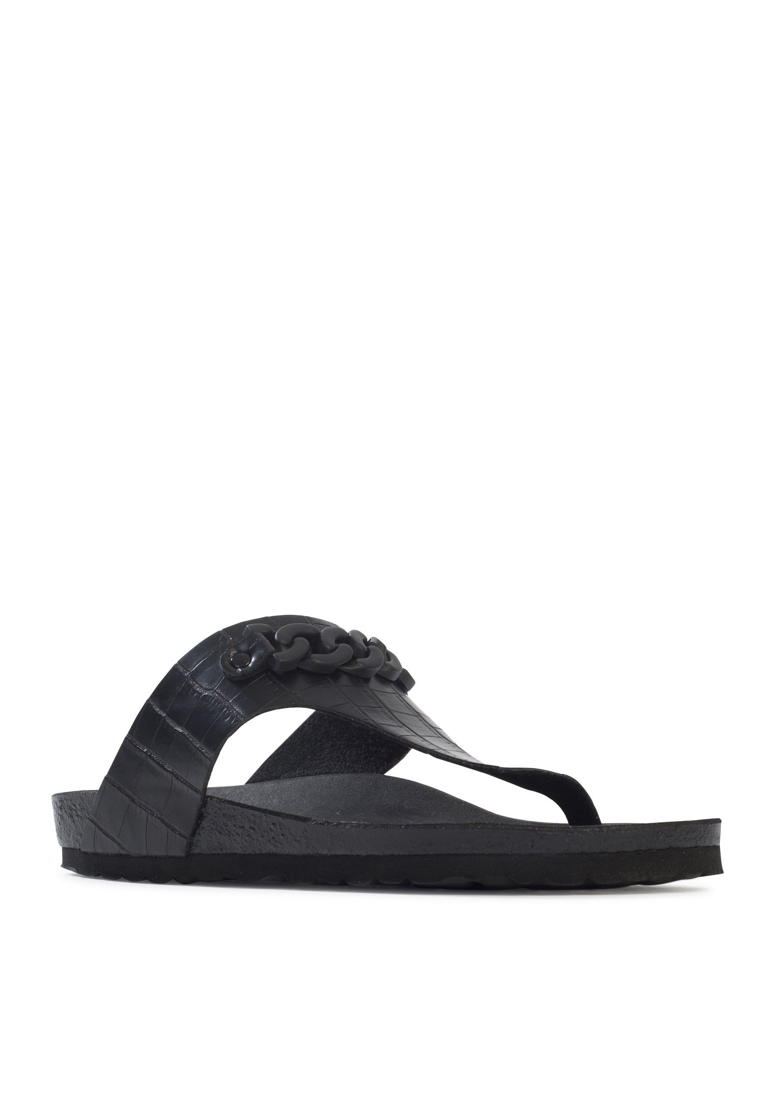 Picola Black Toe-Strap Sandals