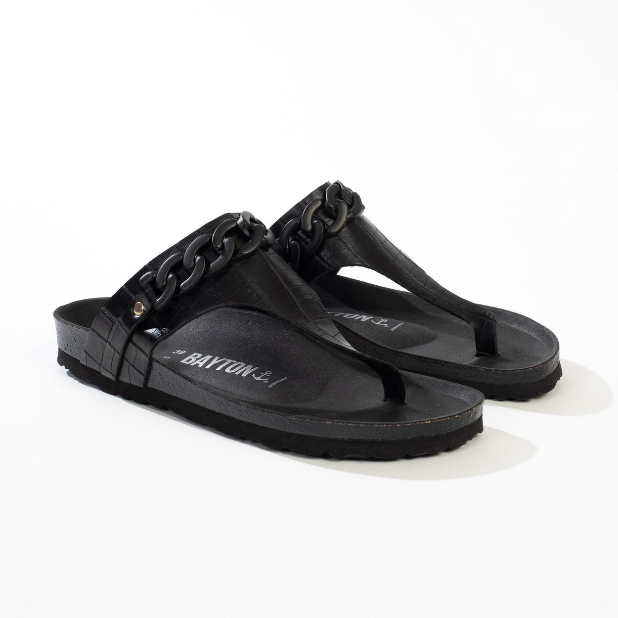 Picola Black Toe-Strap Sandals