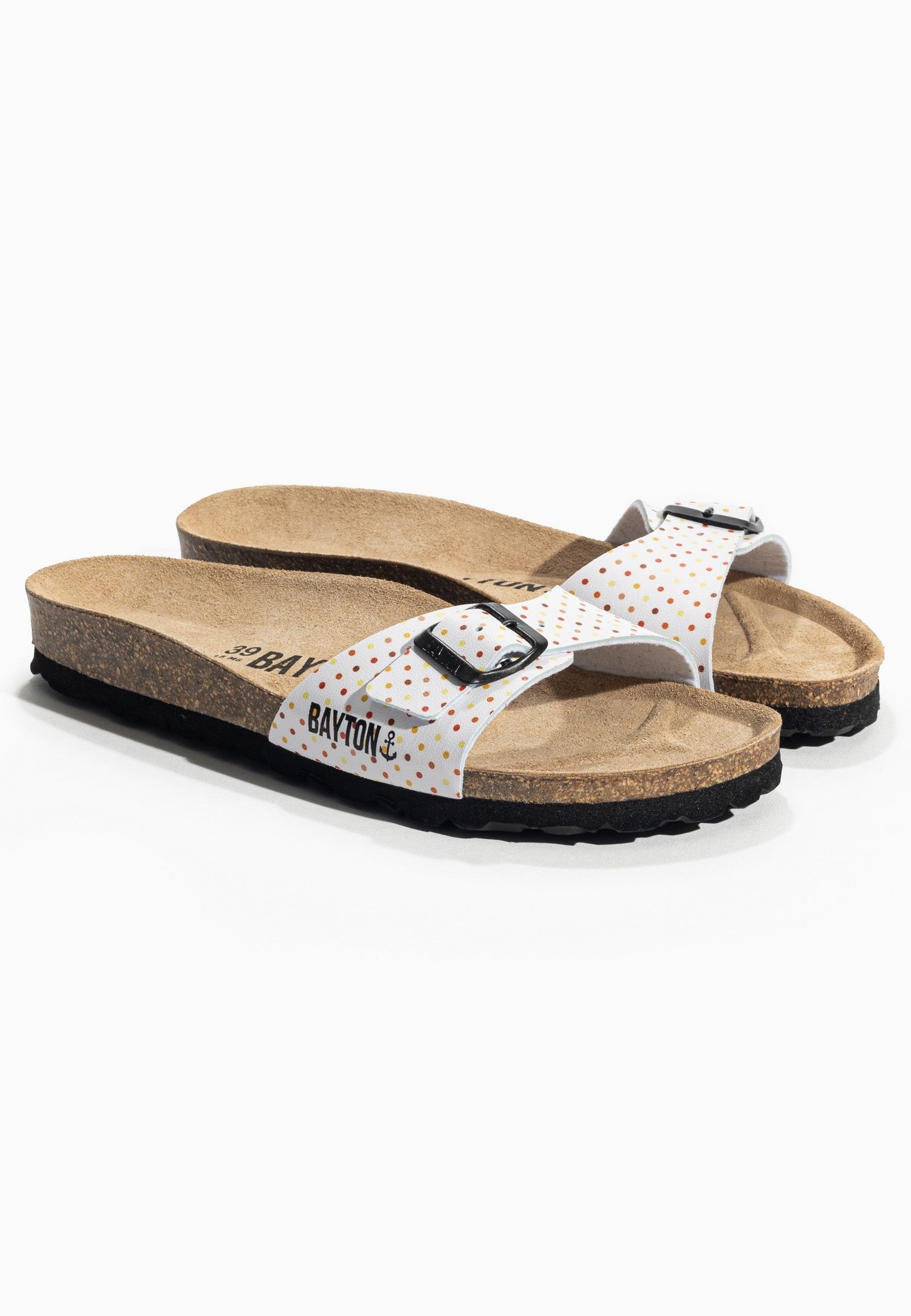 1 Strap Prague White Polka Dot Sandals