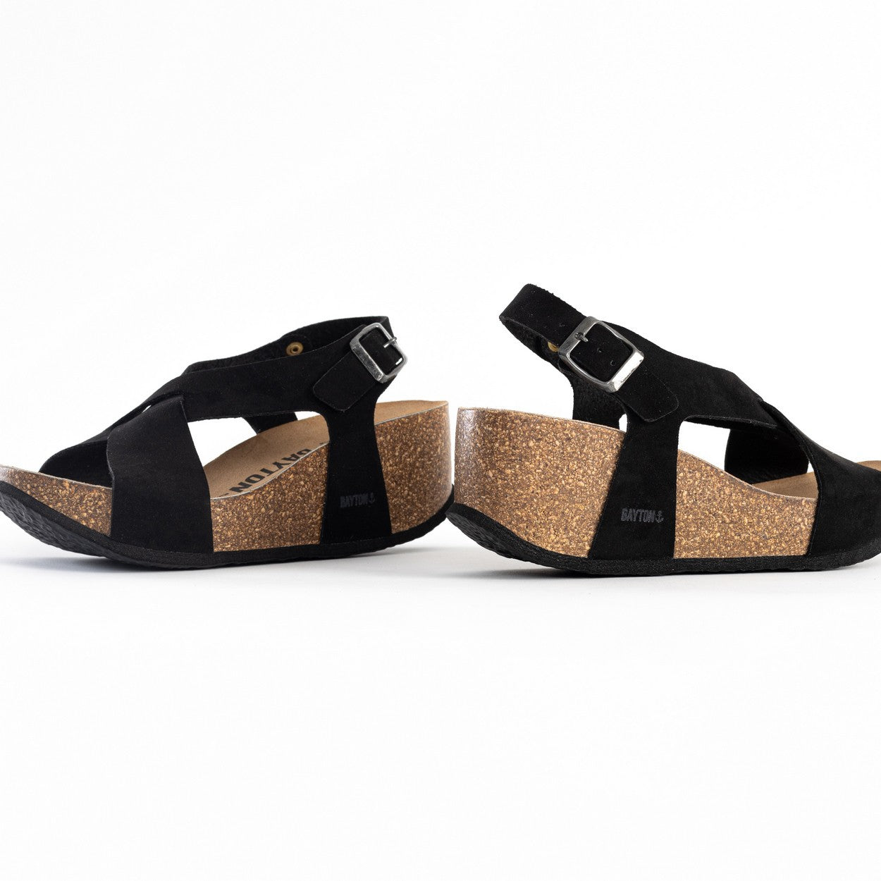 Sandalias Rea Cuña Y Semicuña Negro