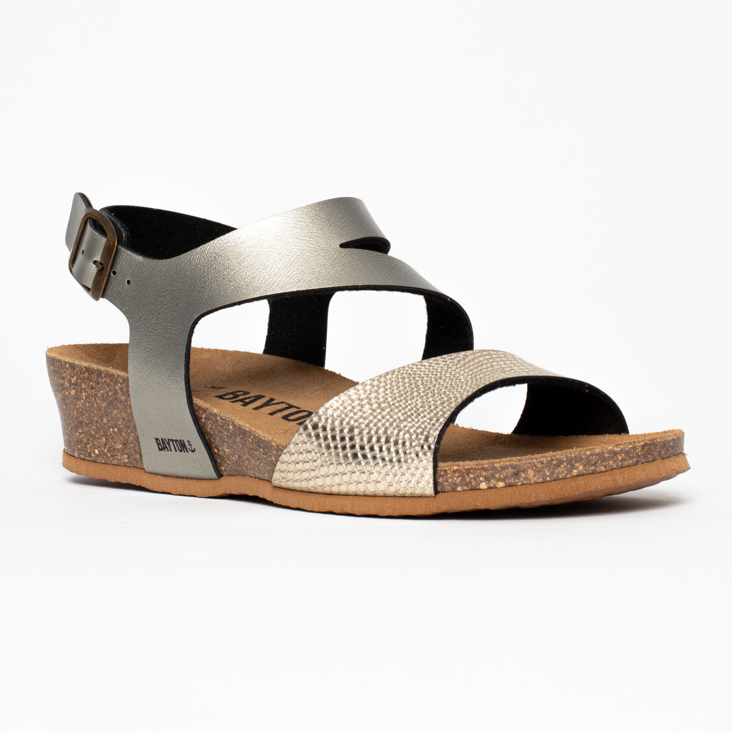 Reus Mocha and Platinum Wedge and Semi-Wedge Sandals