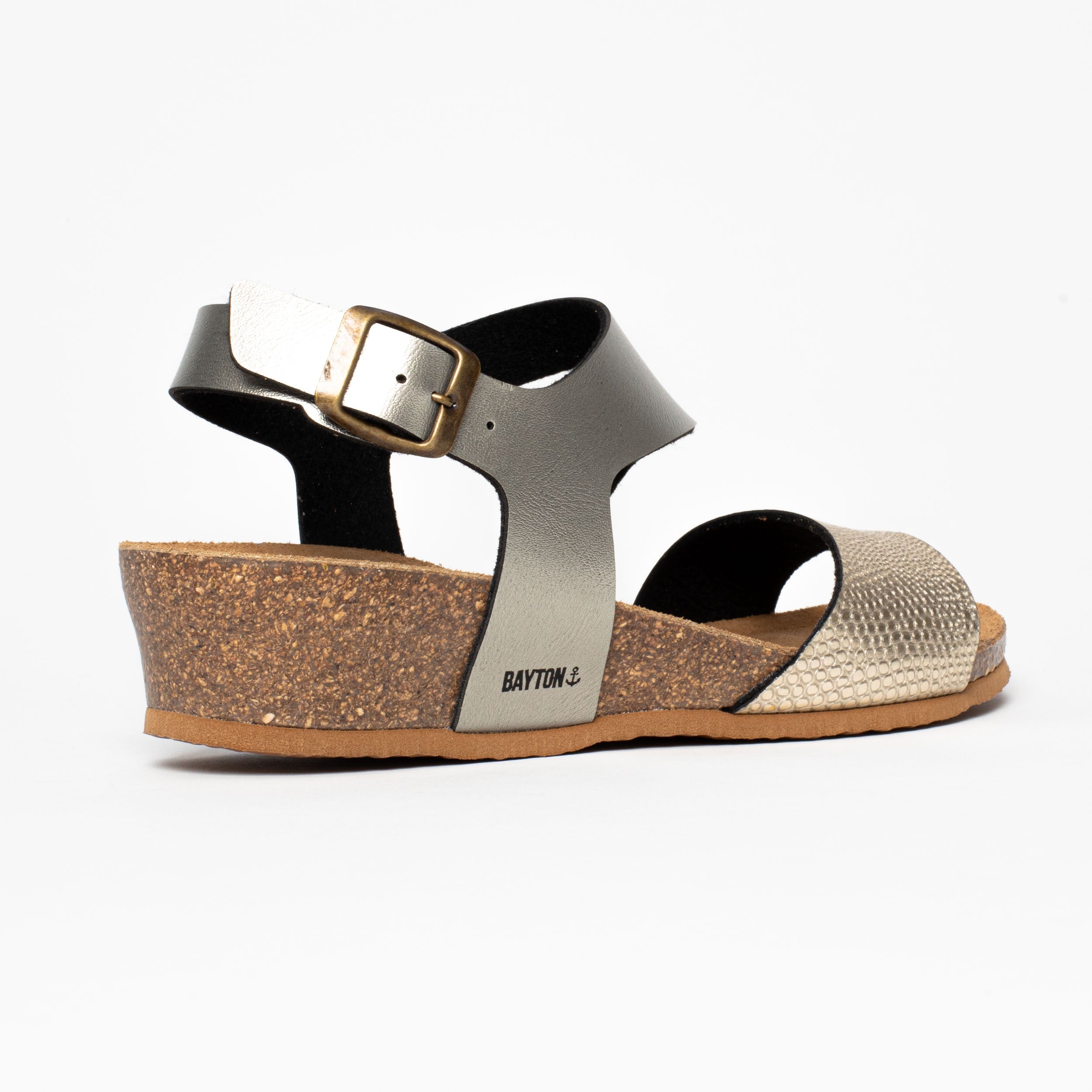 Reus Mocha and Platinum Wedge and Semi-Wedge Sandals