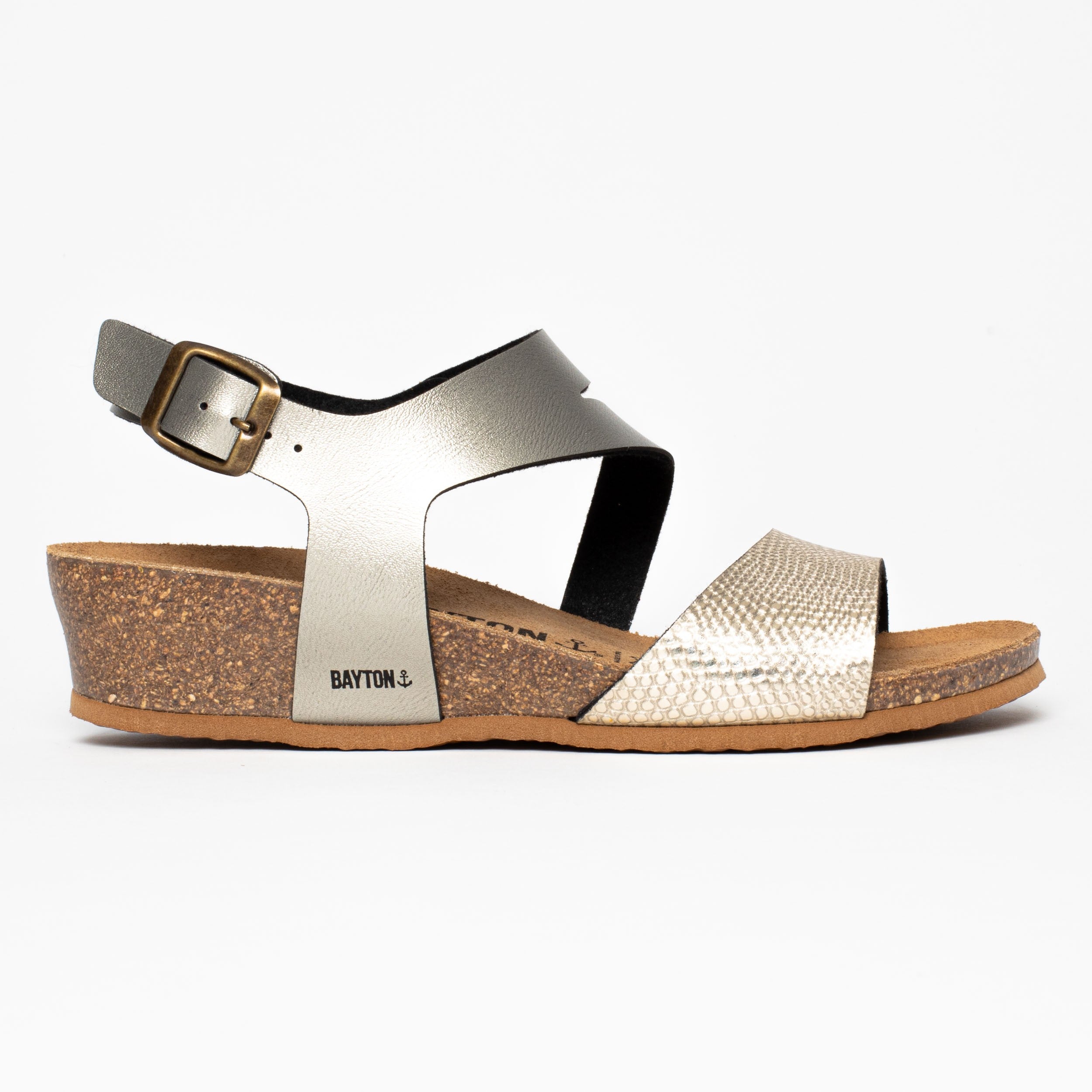 Reus Mocha and Platinum Wedge and Semi-Wedge Sandals