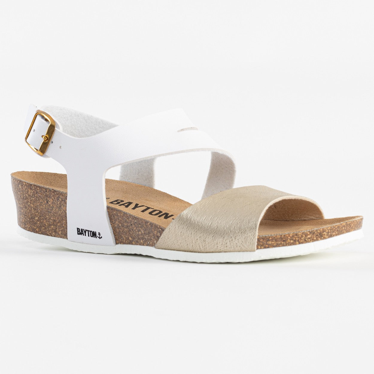 Reus White and Gold Wedge and Semi-Wedge Sandals