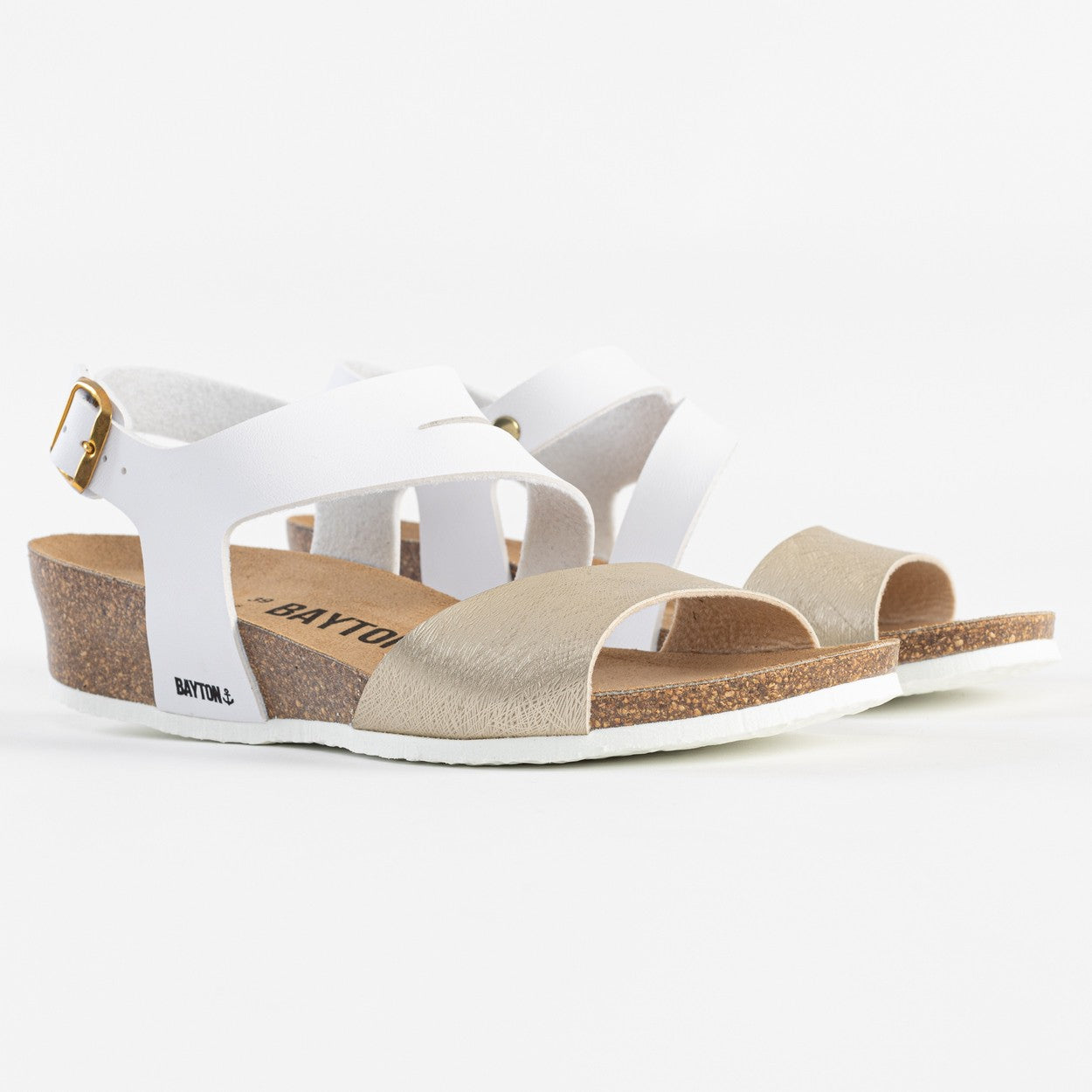 Reus White and Gold Wedge and Semi-Wedge Sandals