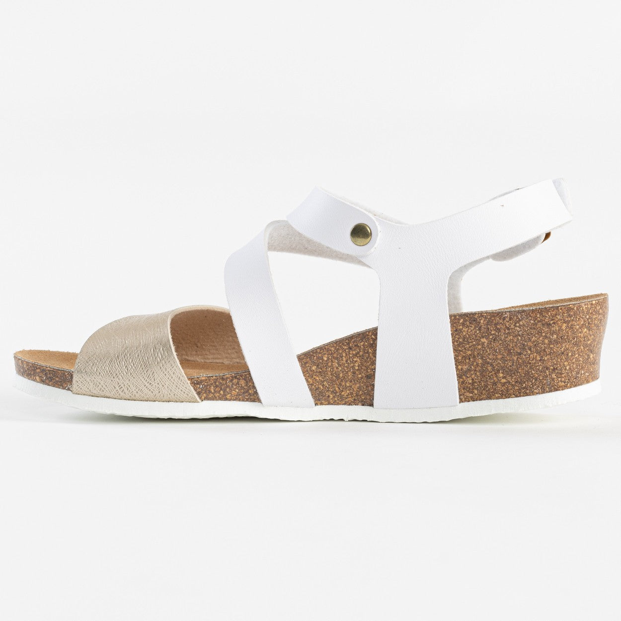 Reus White and Gold Wedge and Semi-Wedge Sandals