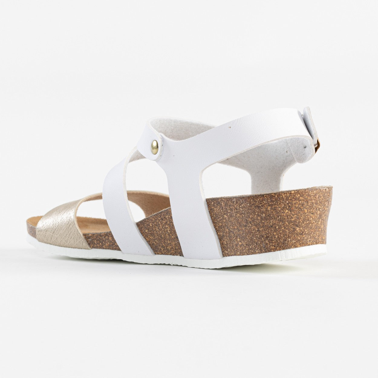 Reus White and Gold Wedge and Semi-Wedge Sandals