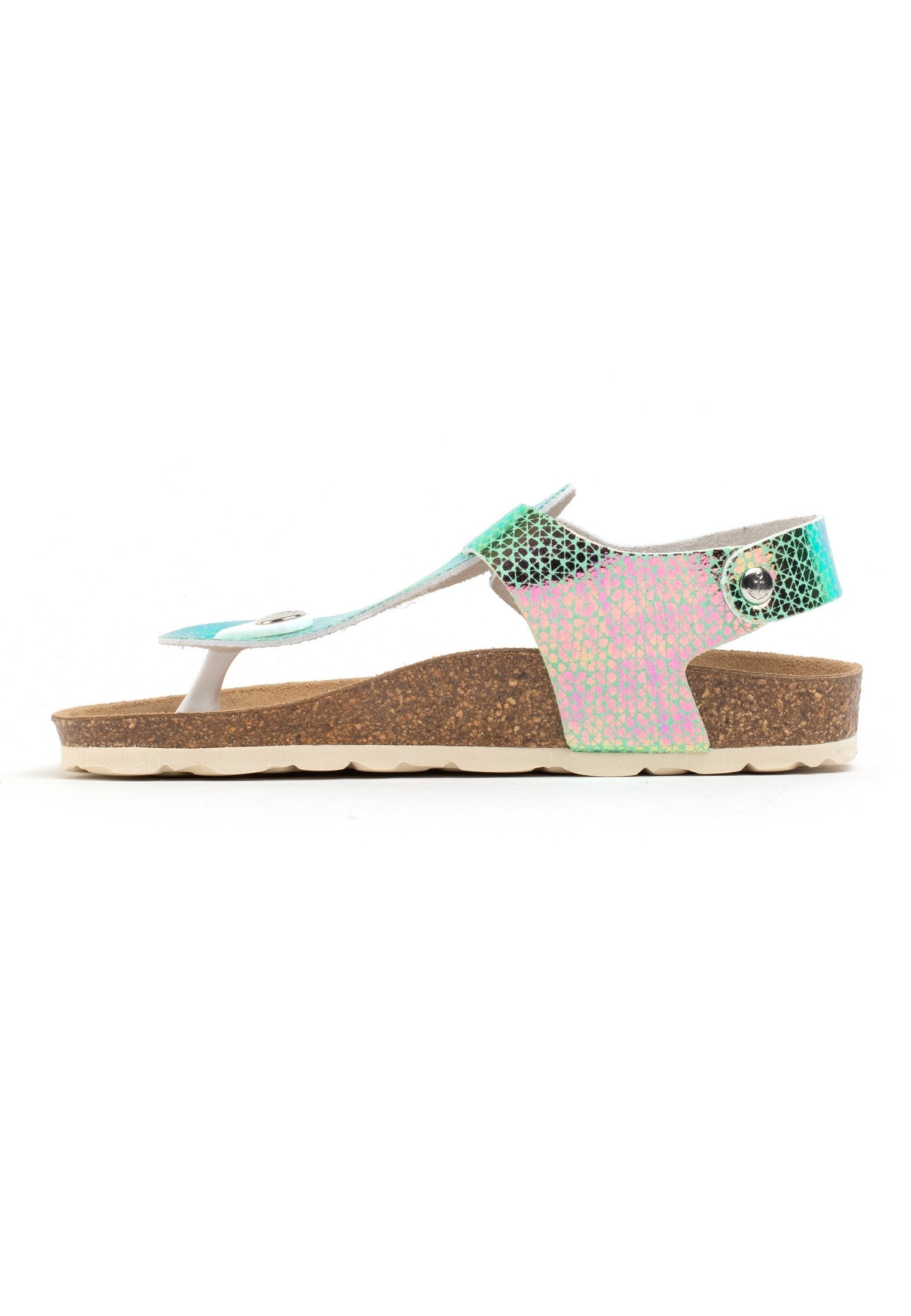 Green And Pink Metallic Rhea Toe-Toe Sandals