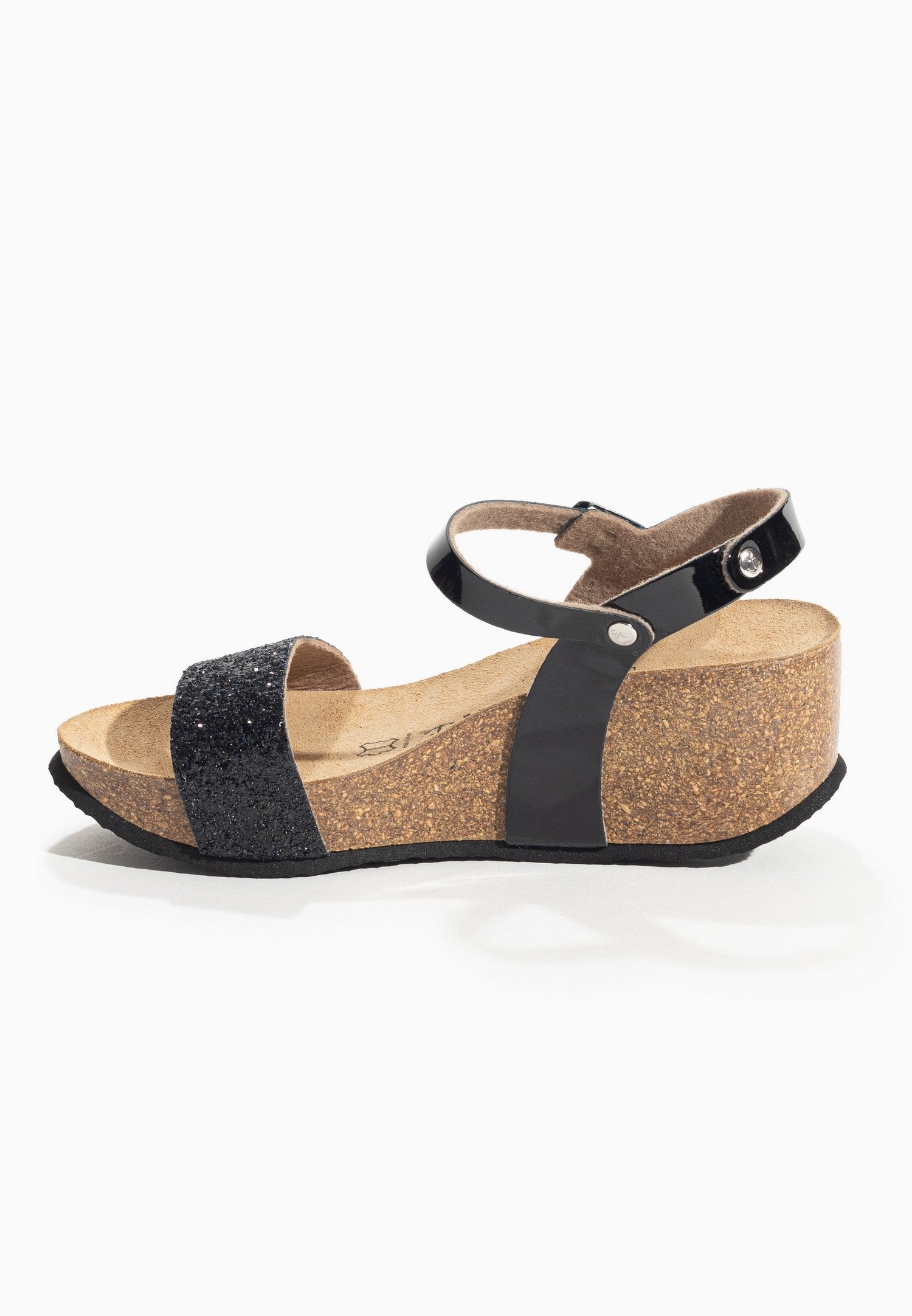 Rudy Black and Glitter Wedge and Semi-Wedge Sandals