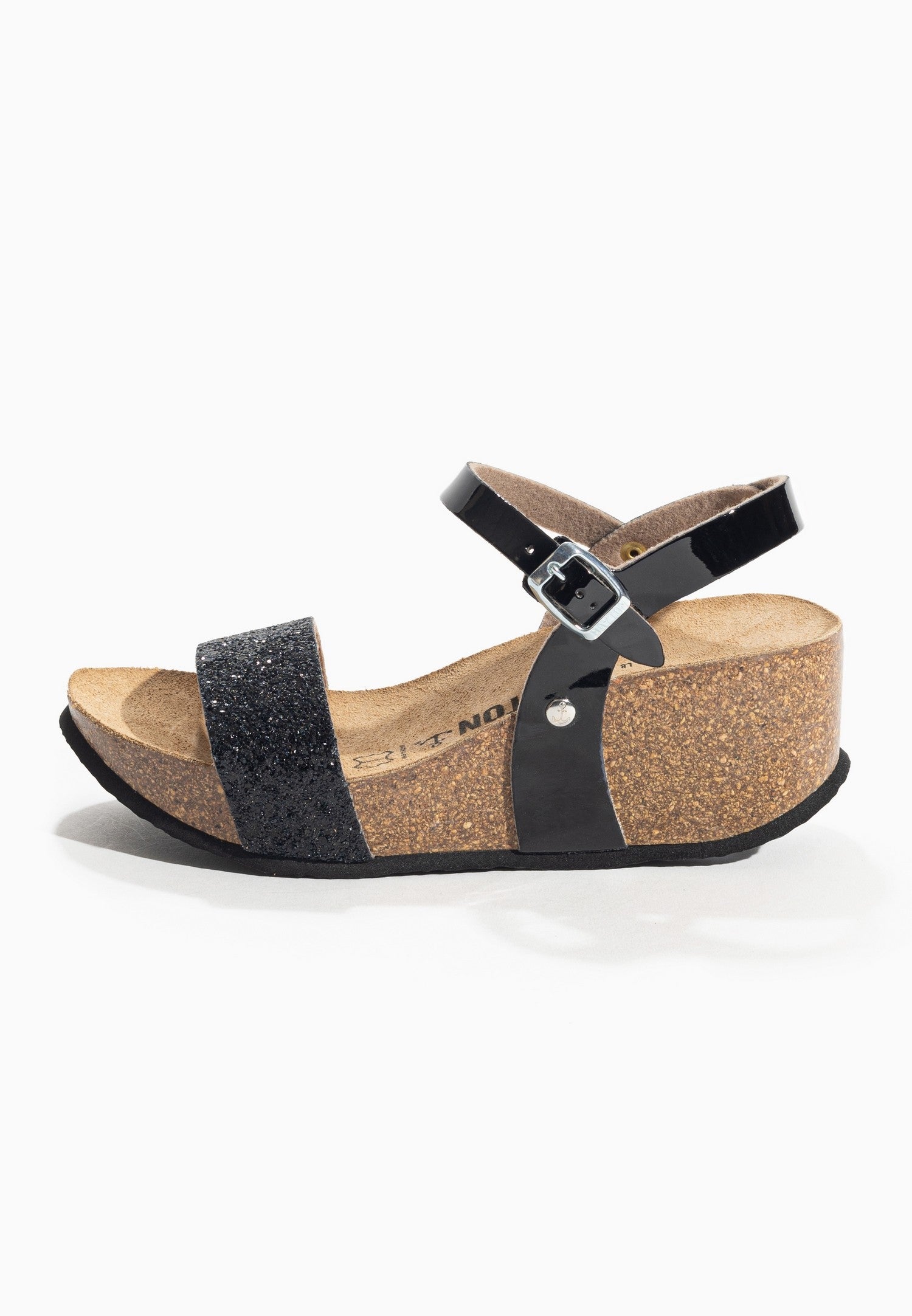 Rudy Black and Glitter Wedge and Semi-Wedge Sandals