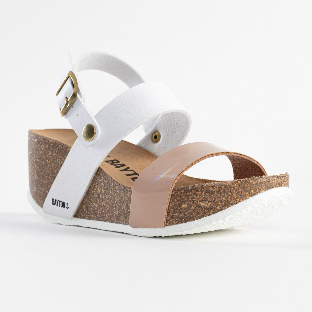 Selene White and Nude Wedge and Semi-Wedge Sandals