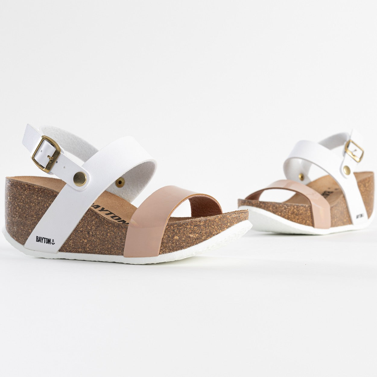 Selene White and Nude Wedge and Semi-Wedge Sandals