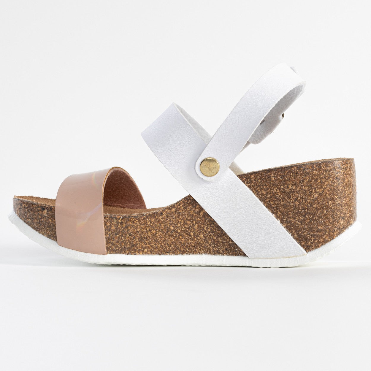 Selene White and Nude Wedge and Semi-Wedge Sandals