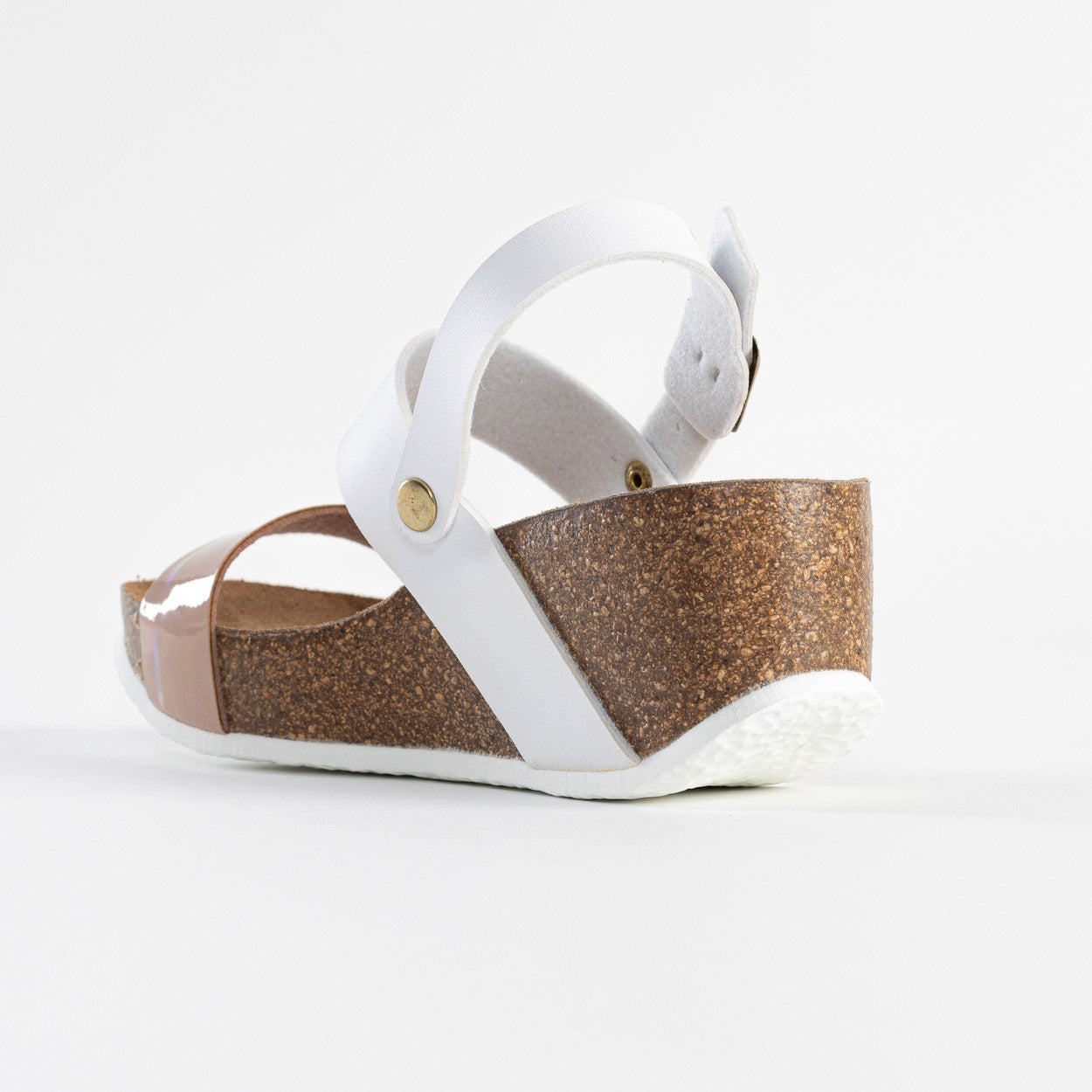 Selene White and Nude Wedge and Semi-Wedge Sandals