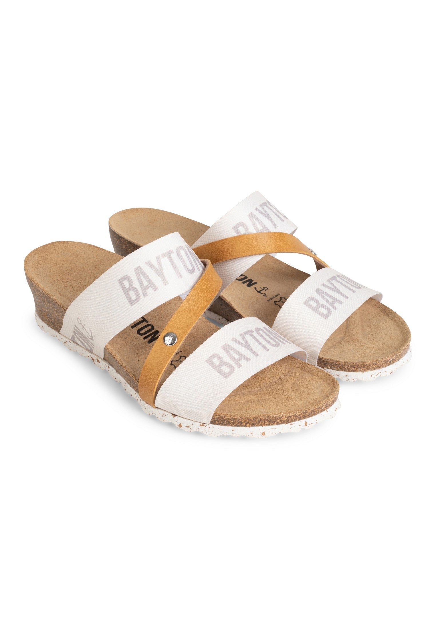 Sandalias Sistel Con Cuña Y Semicuña Beige Y Camel