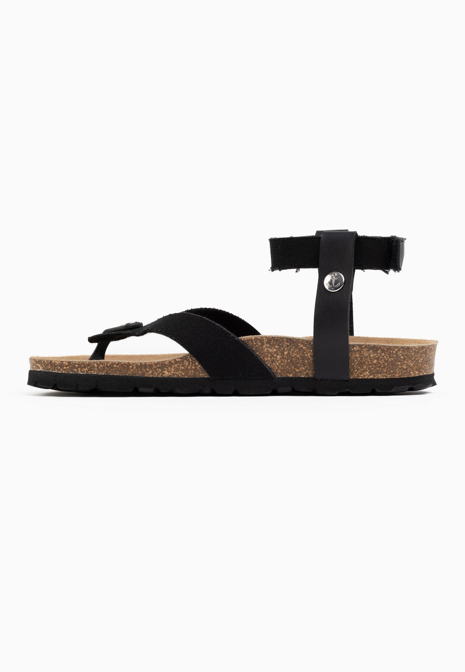 Black Spiral Toe-Thong Sandals