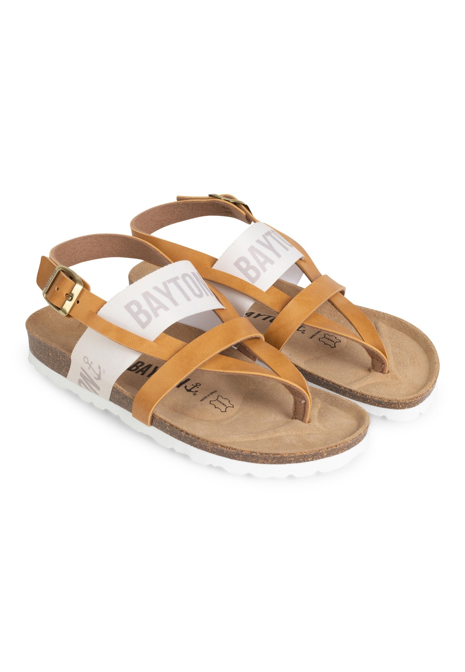 Sunset Camel and Beige Multi-Strap Toe-Thong Sandals