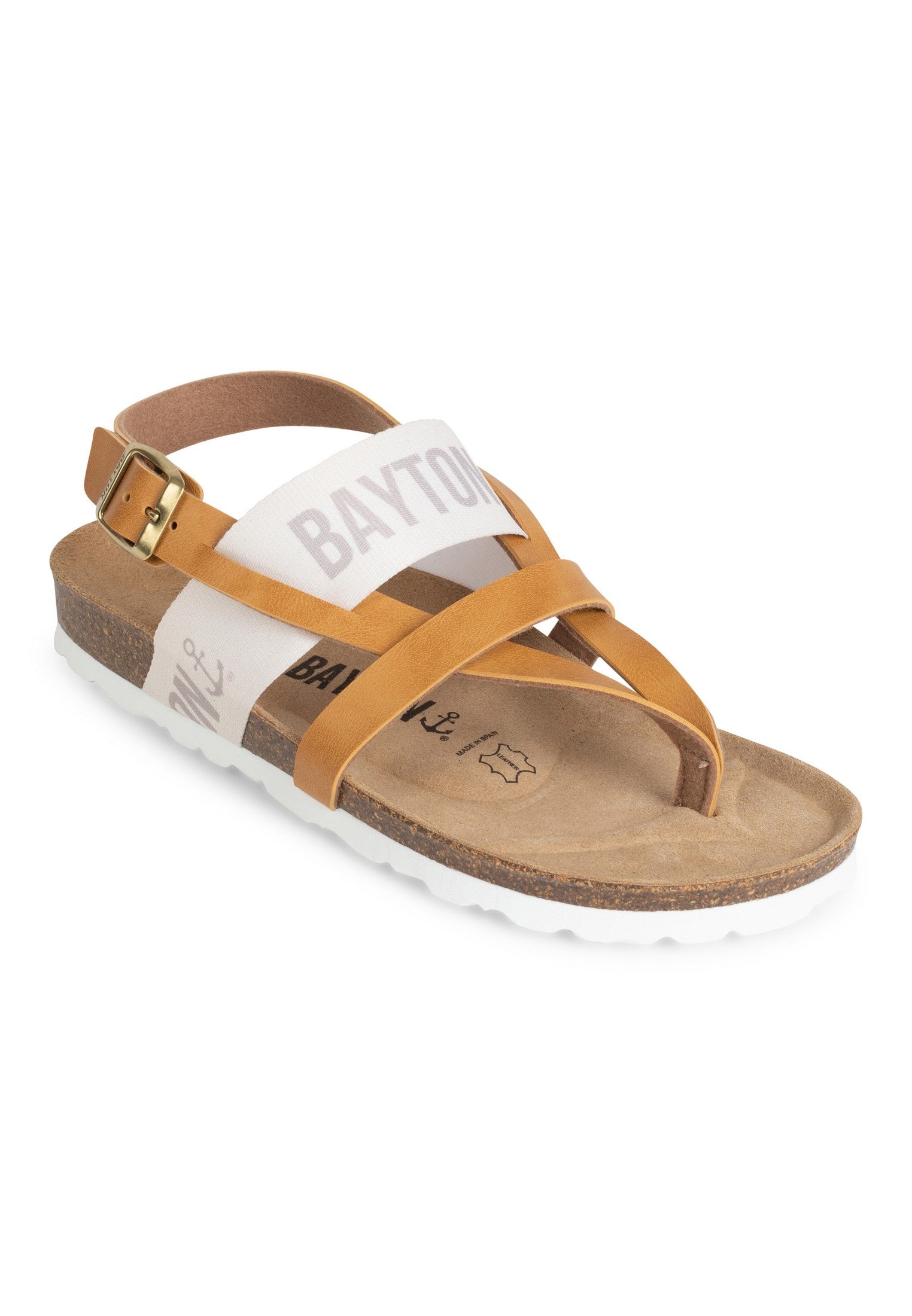 Sunset Camel and Beige Multi-Strap Toe-Thong Sandals