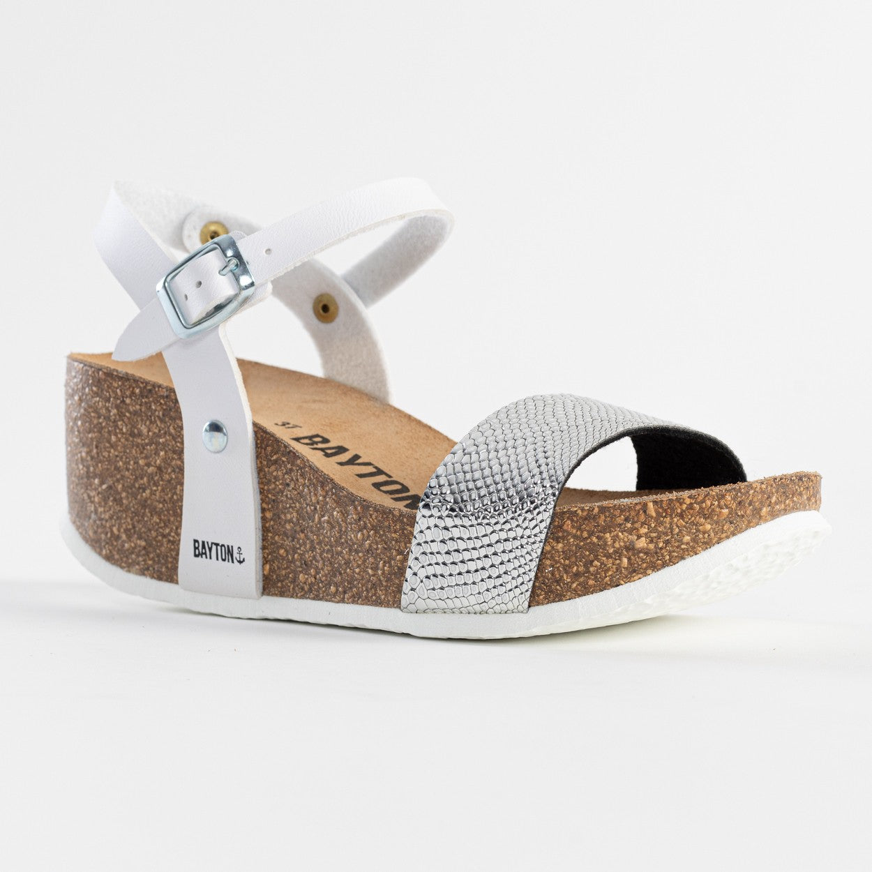 Toledo White and Silver Wedge and Semi-Wedge Sandals