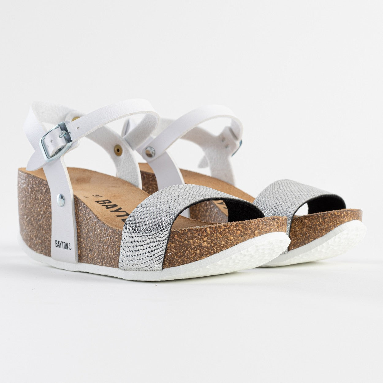 Toledo White and Silver Wedge and Semi-Wedge Sandals