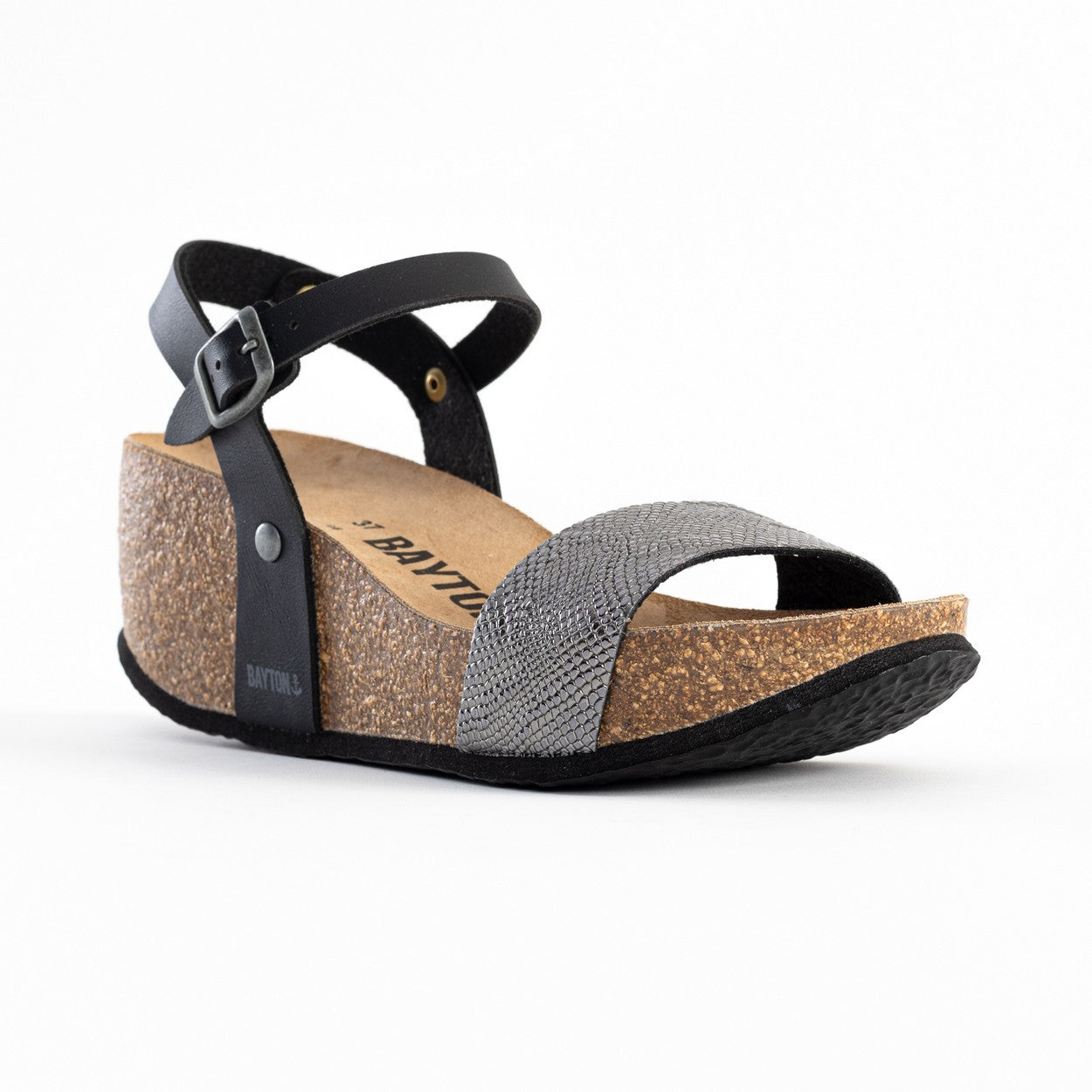 Toledo Anthracite and Black Wedge and Semi-Wedge Sandals