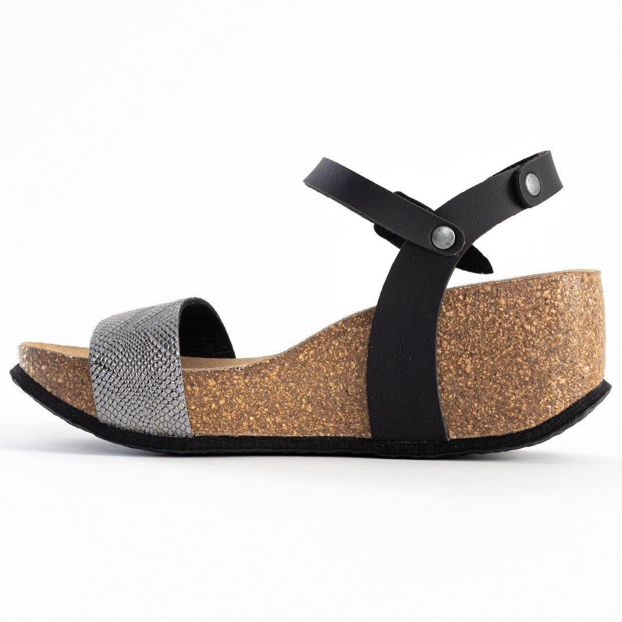 Toledo Anthracite and Black Wedge and Semi-Wedge Sandals