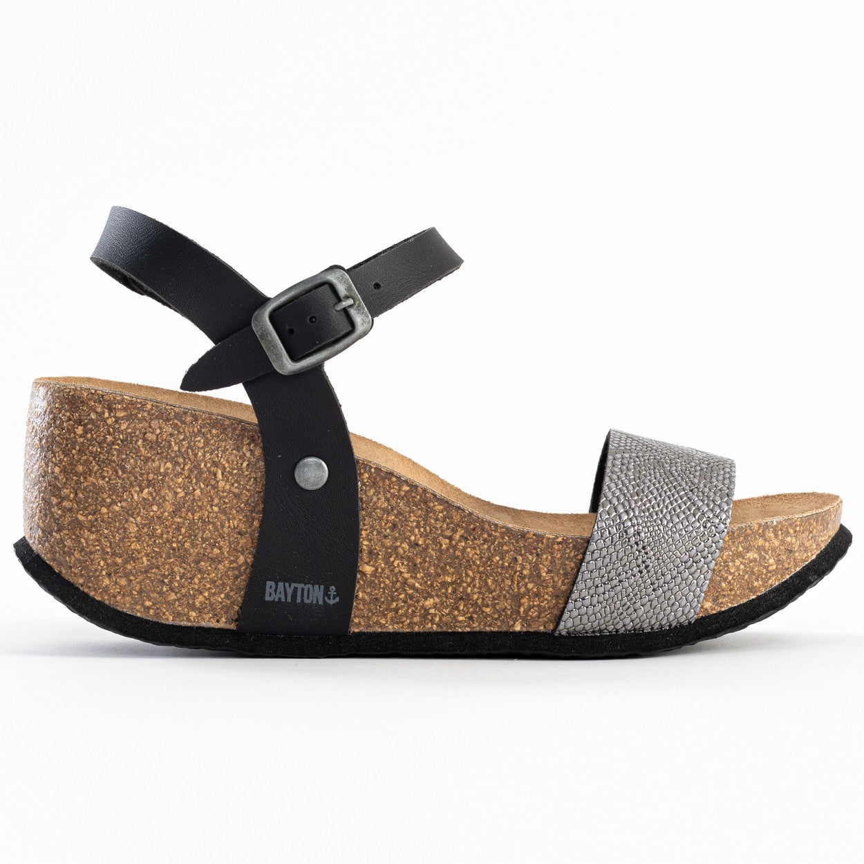 Toledo Anthracite and Black Wedge and Semi-Wedge Sandals