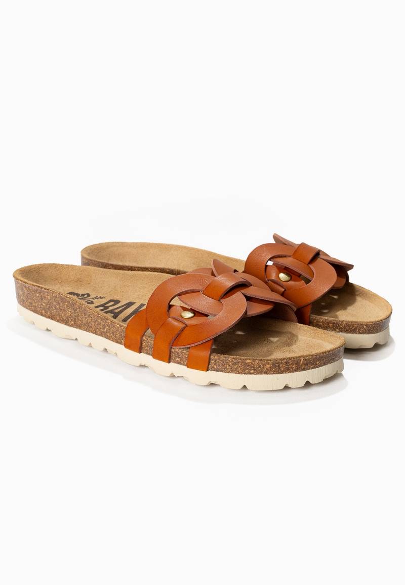 Sandals 1 Strap Topaz Camel 100% Leather