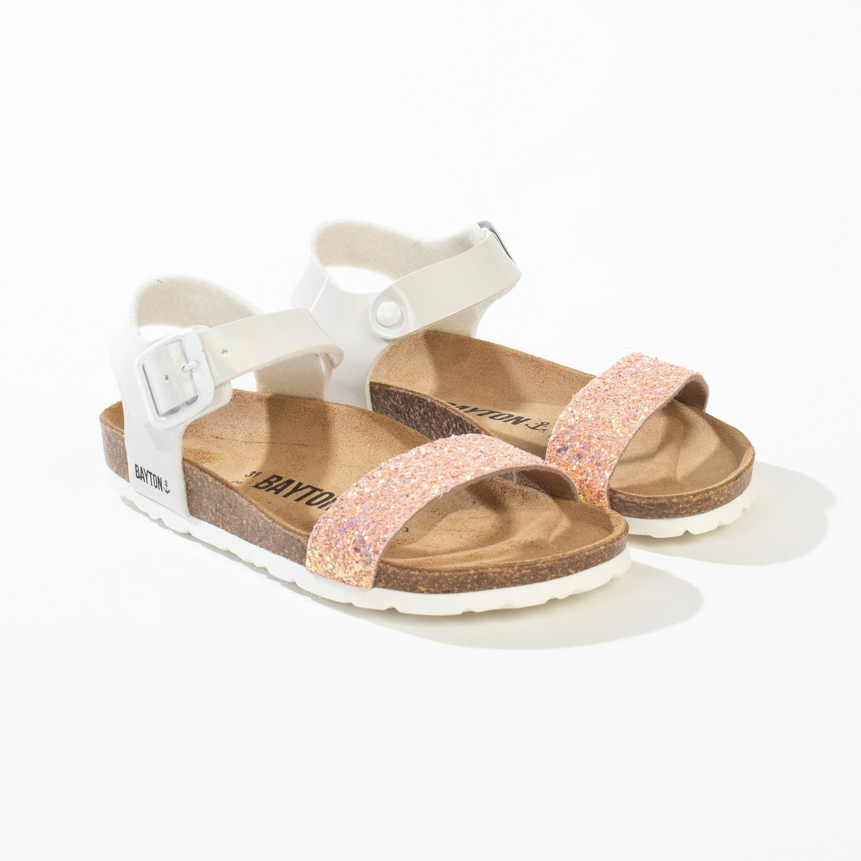 Tyche Salmon and White Multi-Strap Sandals