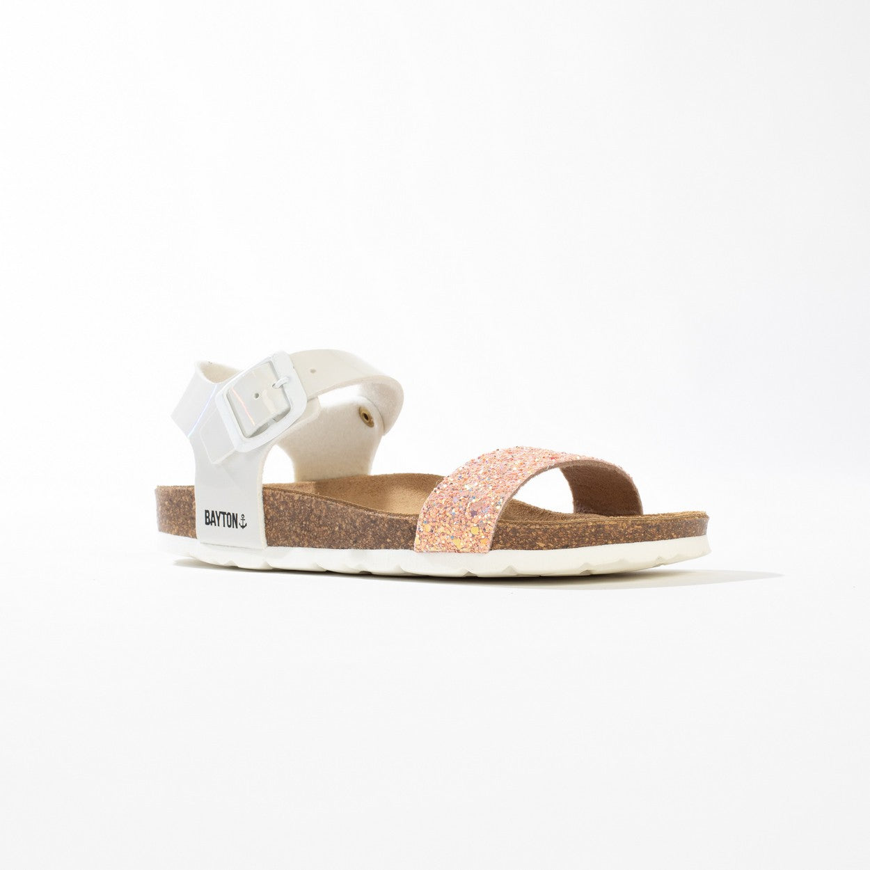 Tyche Salmon and White Multi-Strap Sandals