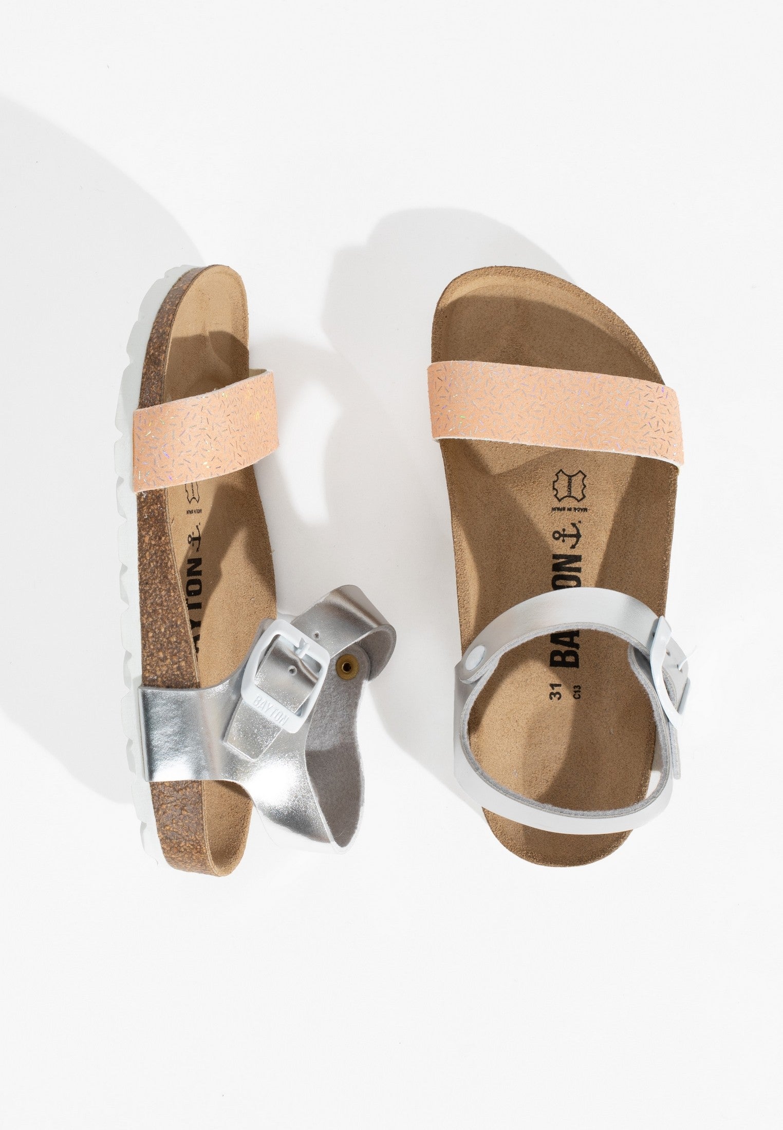 Tyche Peach and Silver Multi-Strap Sandals