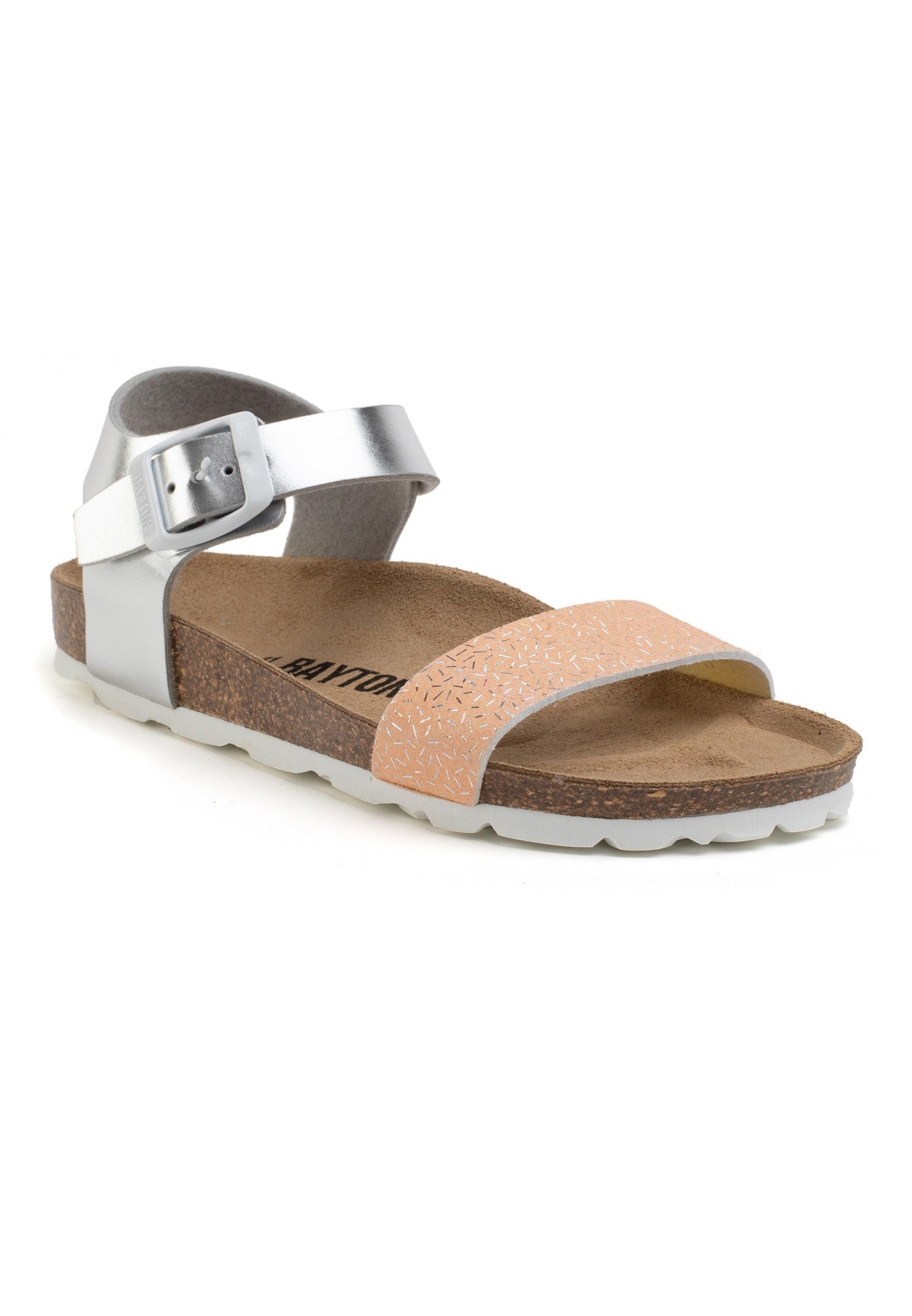 Tyche Peach and Silver Multi-Strap Sandals