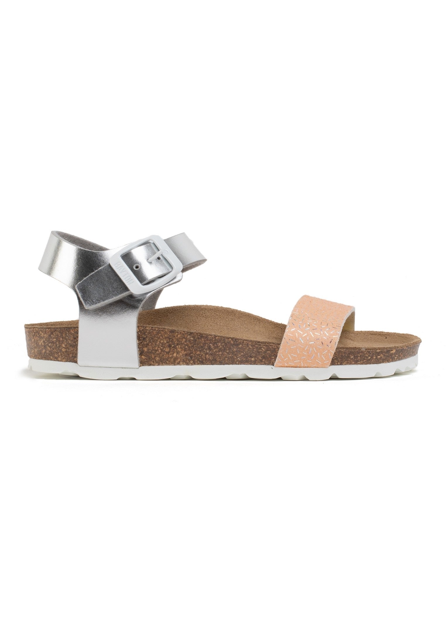 Tyche Peach and Silver Multi-Strap Sandals