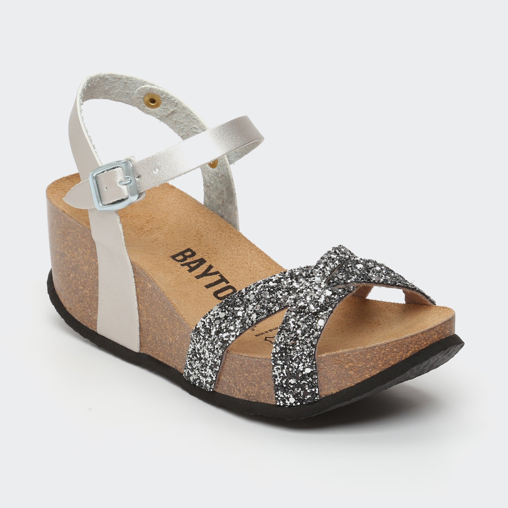 Venus Anthracite and Silver Wedge and Semi-Wedge Sandals