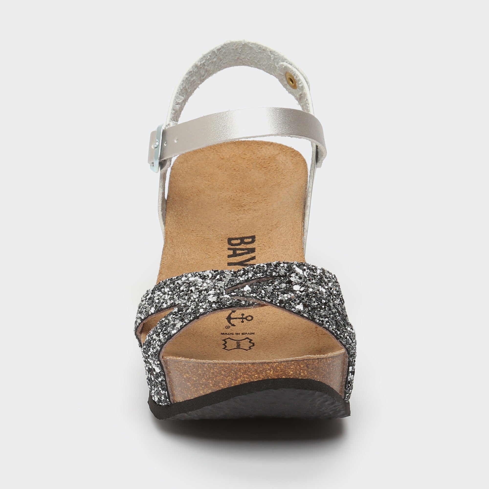 Venus Anthracite and Silver Wedge and Semi-Wedge Sandals