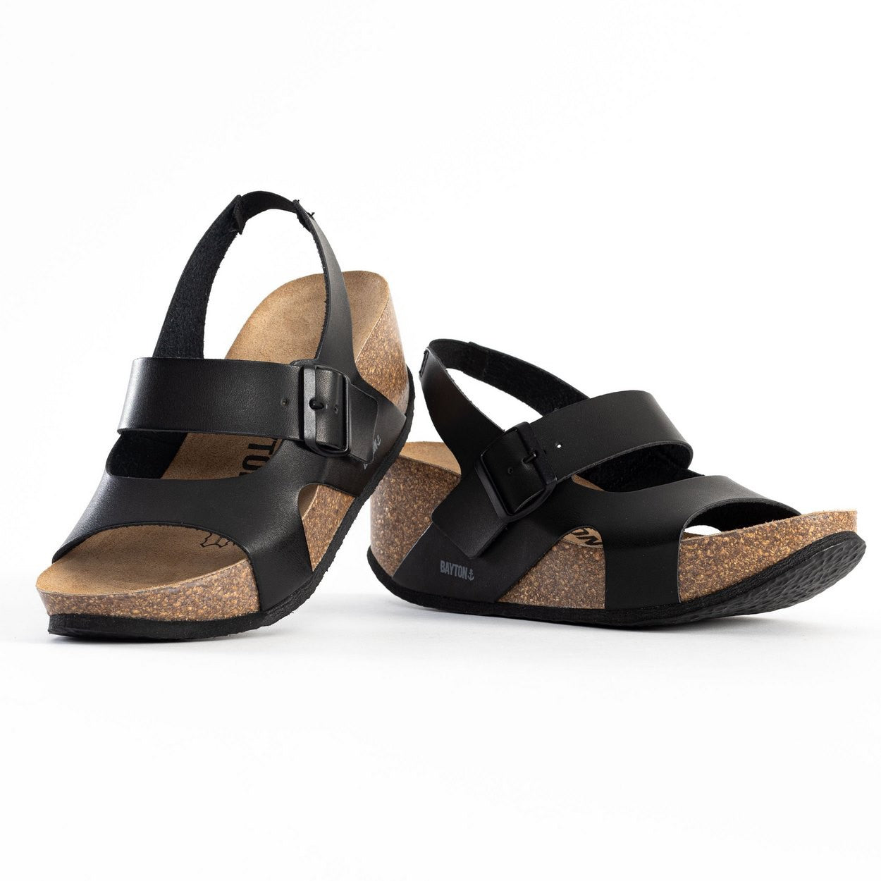 Sandalias Vera Cuña Y Semicuña Negro