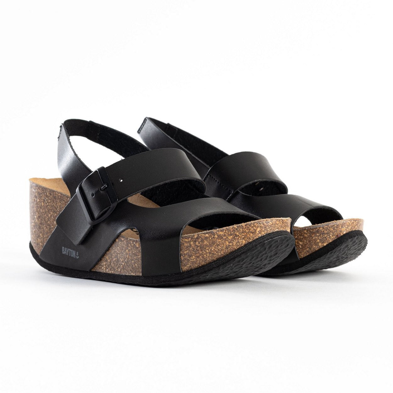 Vera Black Wedge and Semi-Wedge Sandals