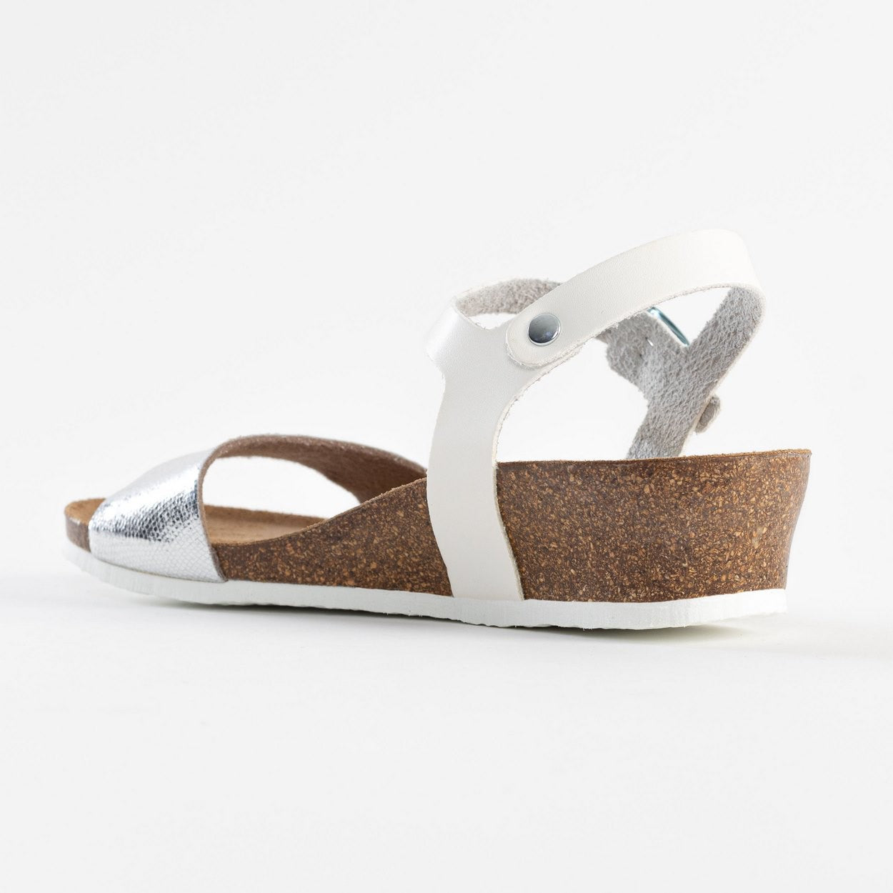 Wodonga White and Silver Wedge and Semi-Wedge Sandals