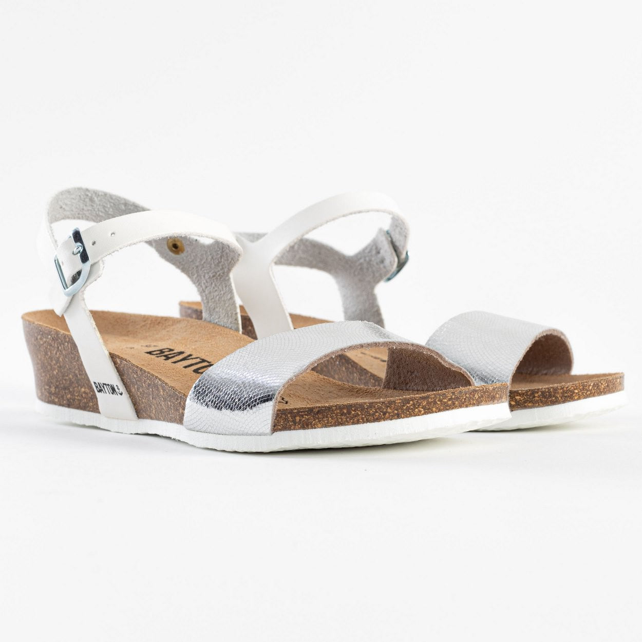 Wodonga White and Silver Wedge and Semi-Wedge Sandals