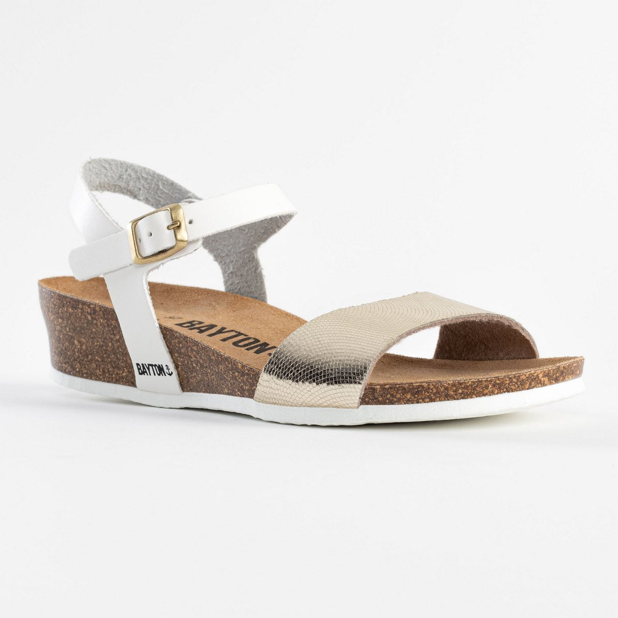 Wodonga White and Gold Wedge and Semi-Wedge Sandals