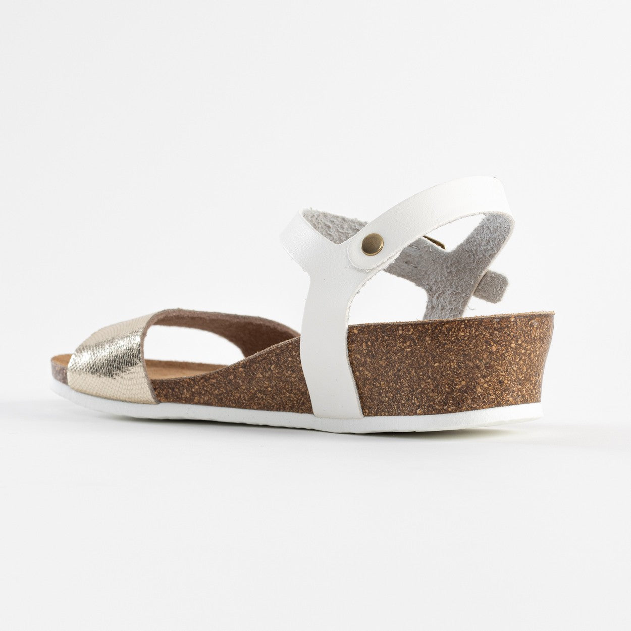 Wodonga White and Gold Wedge and Semi-Wedge Sandals