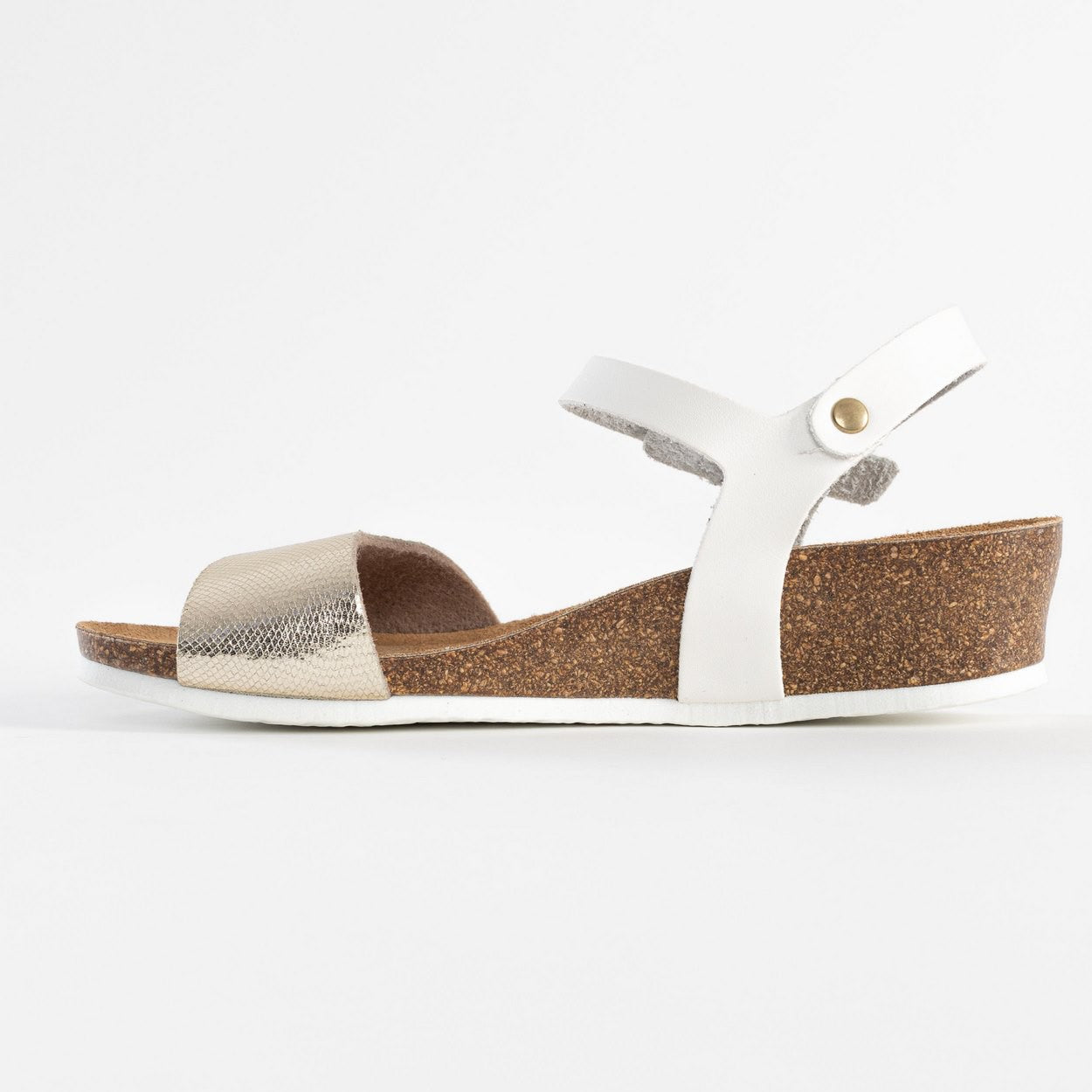 Wodonga White and Gold Wedge and Semi-Wedge Sandals