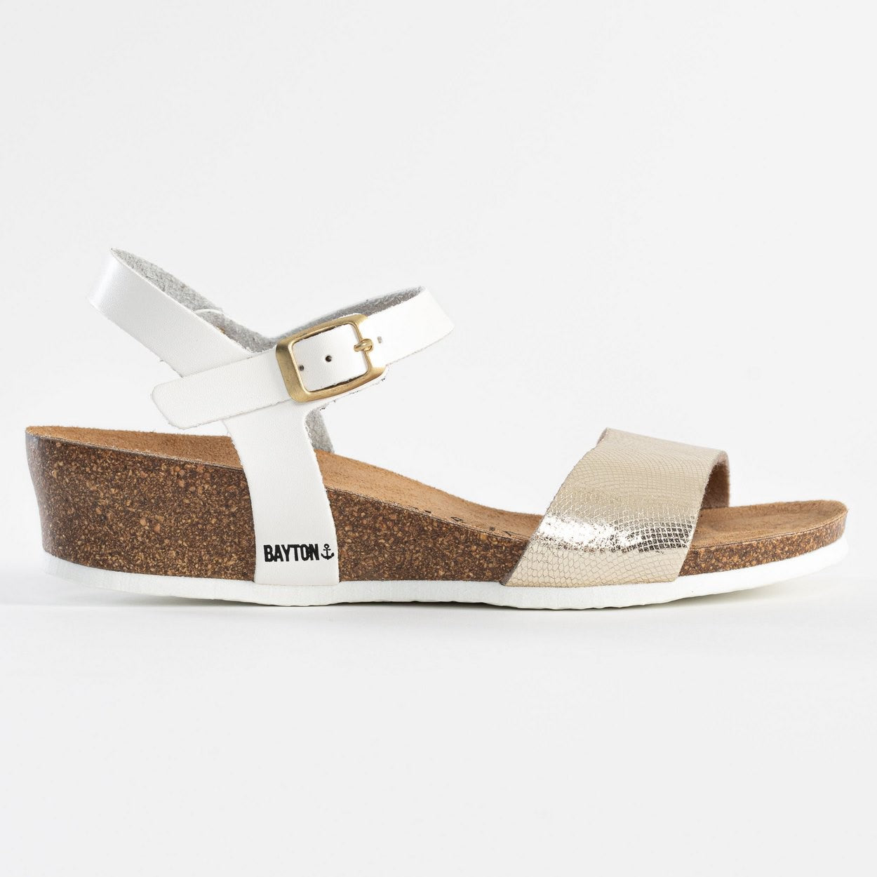 Wodonga White and Gold Wedge and Semi-Wedge Sandals