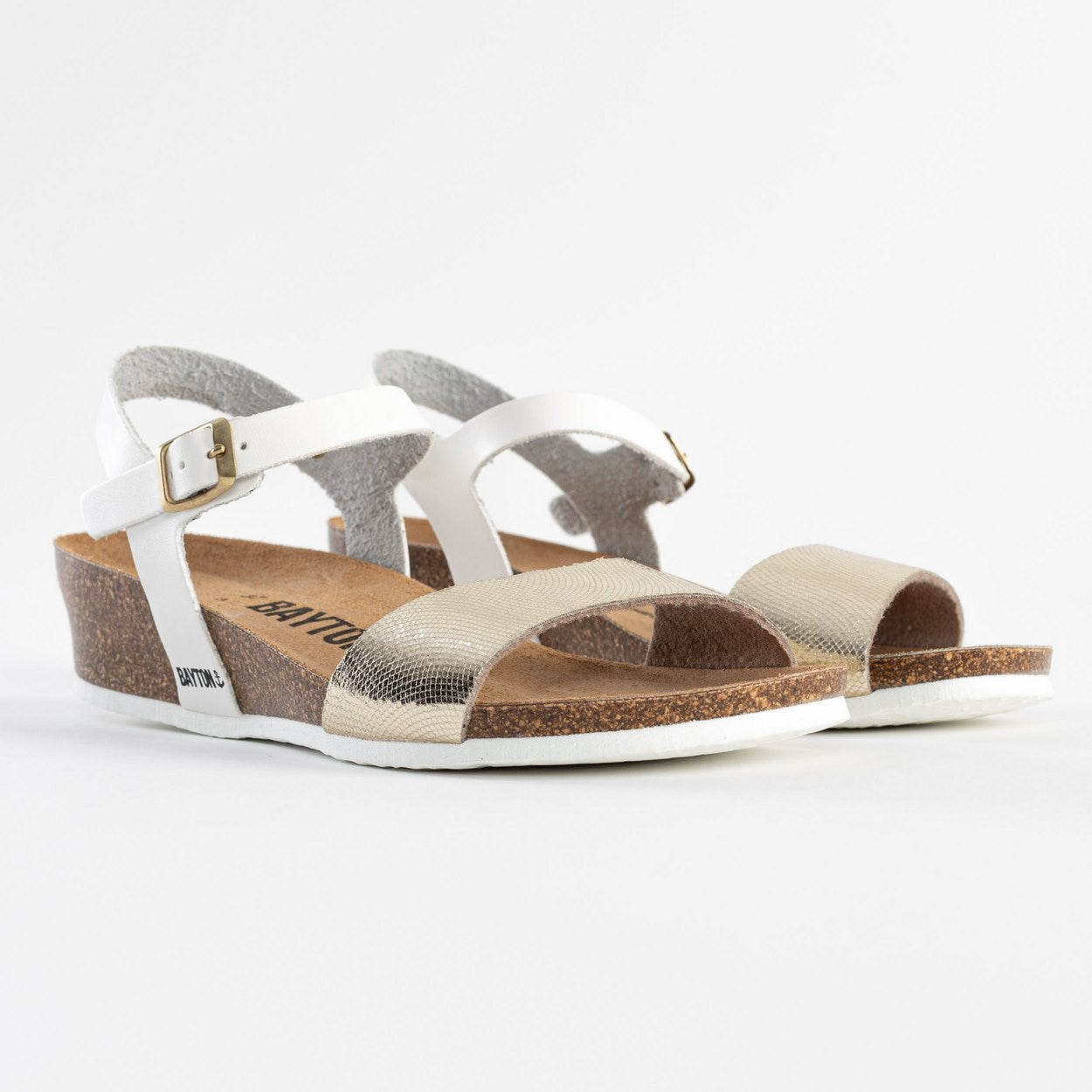 Wodonga White and Gold Wedge and Semi-Wedge Sandals