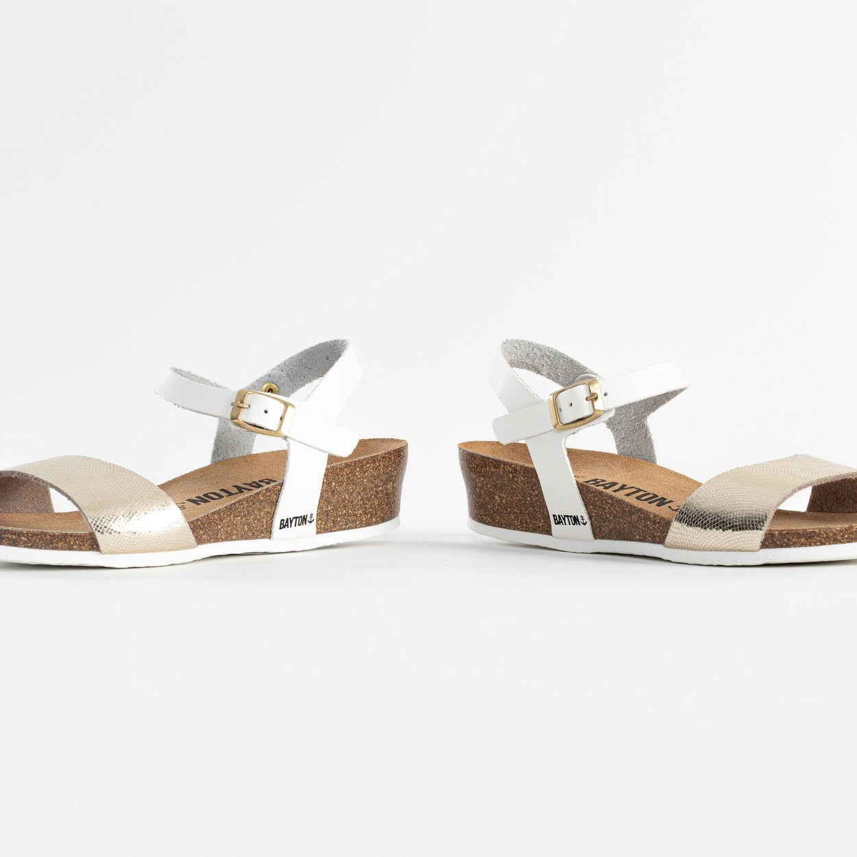 Wodonga White and Gold Wedge and Semi-Wedge Sandals