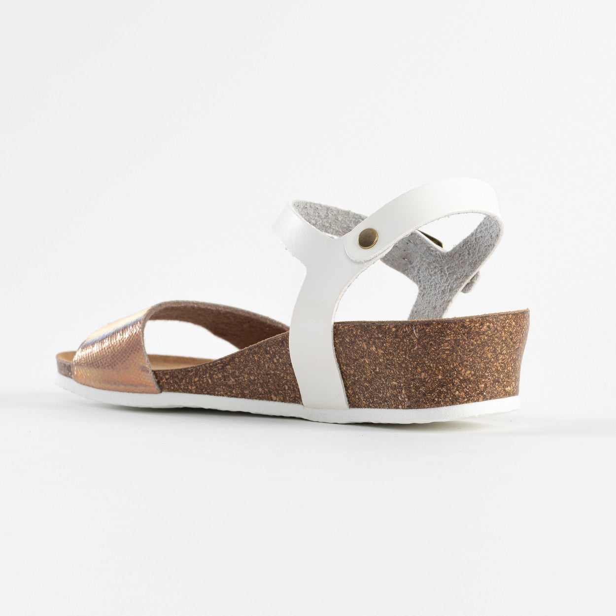 Wodonga White and Rose Gold Wedge and Semi-Wedge Sandals