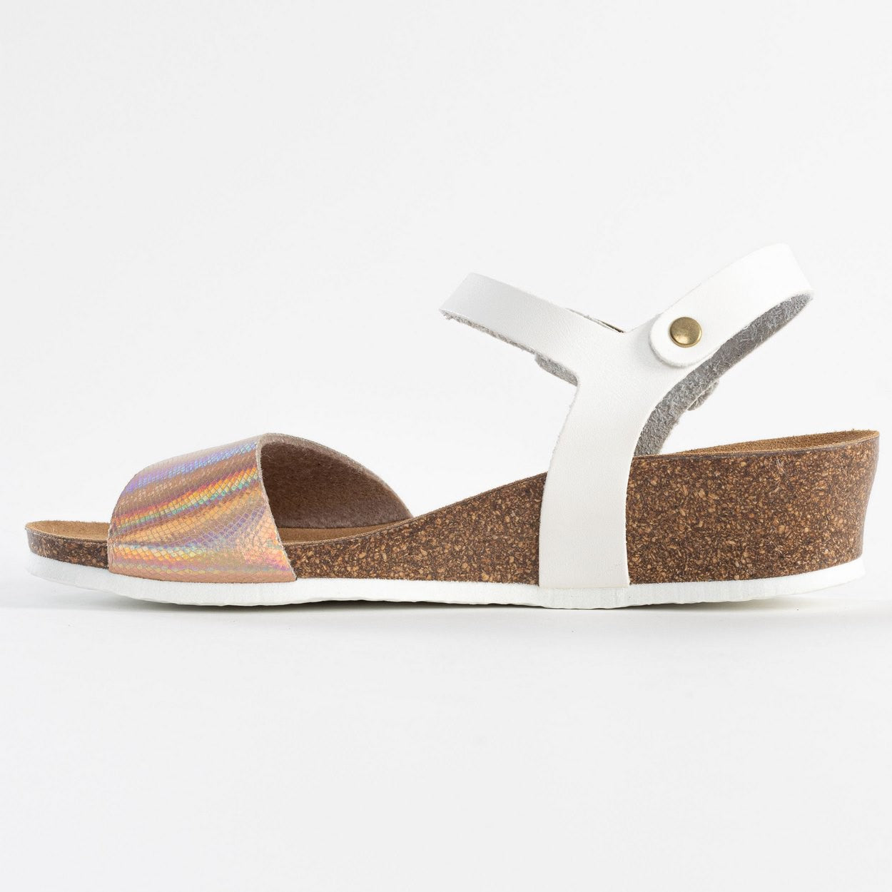 Sandalias Wodonga con cuña y semicuña en blanco y oro rosa