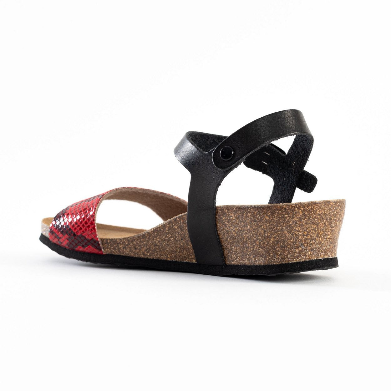 Wodonga Black and Red Python Wedge and Semi-Wedge Sandals